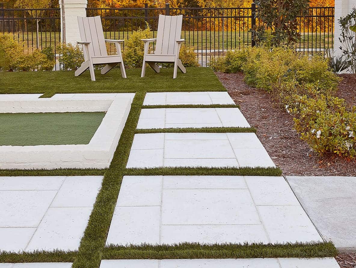 Concrete pavers design in a garden.