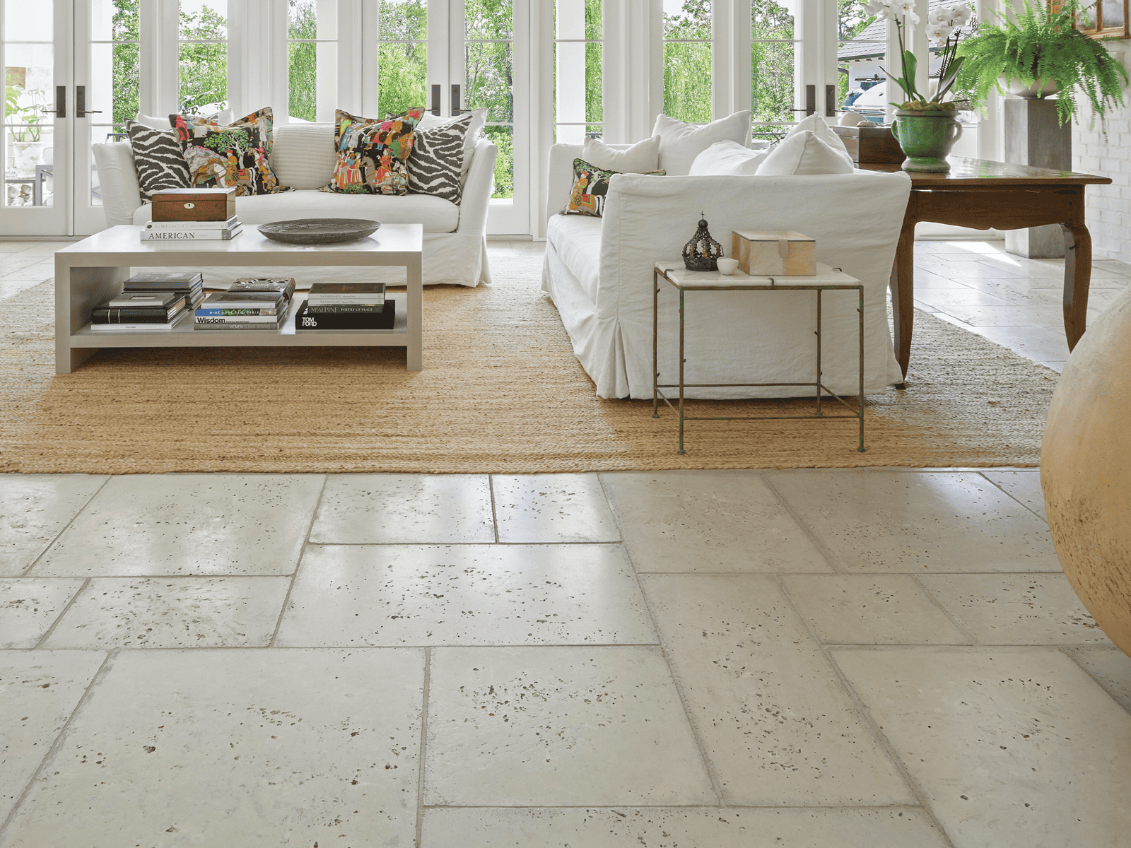 Environmentally-friendly concrete pavers in the living room
